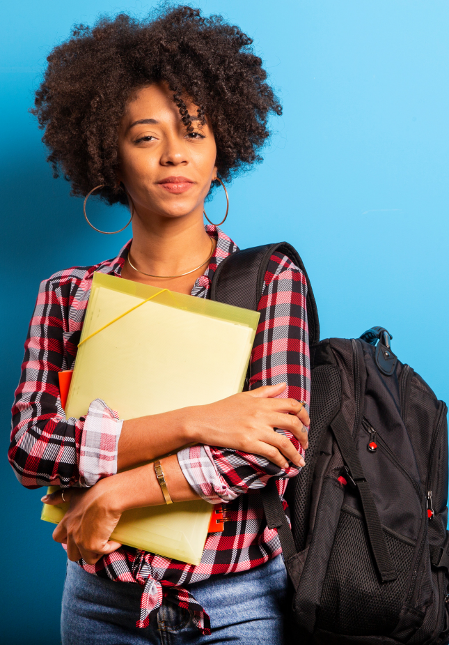 Student holding books