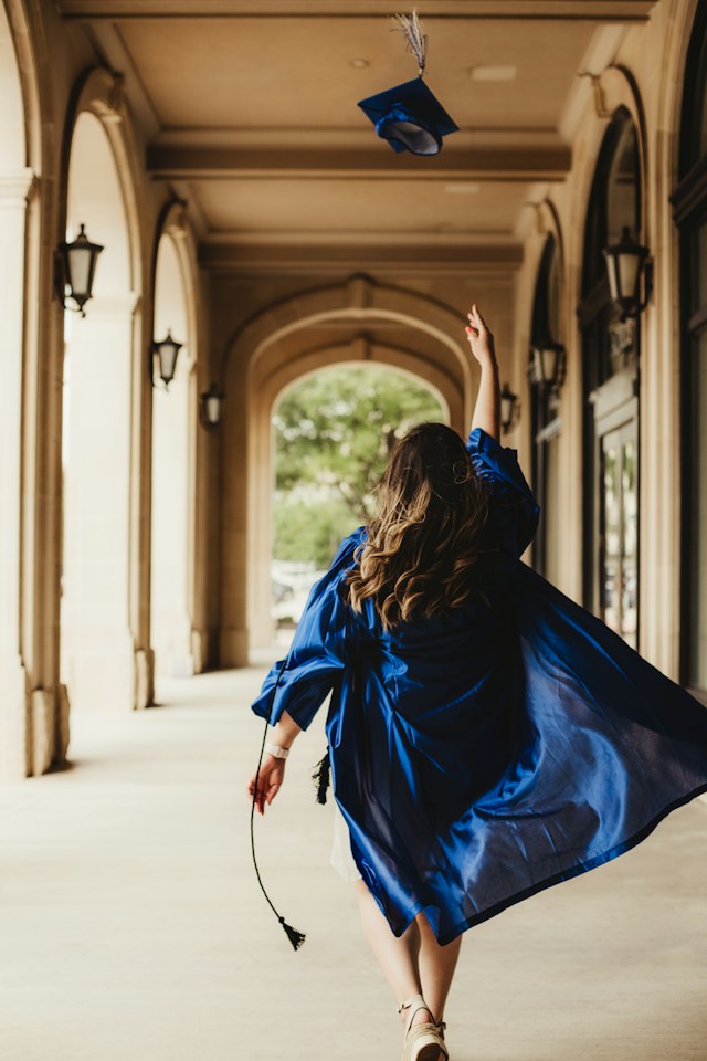 Woman in graduation gown